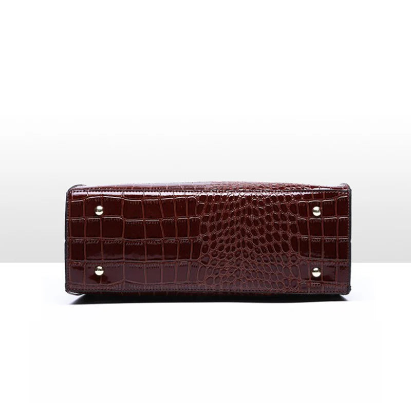 The Mock-Croc Icon Bag: A Structured Large Shoulder Tote in Premium Vegan Leather – Versatile Top-Handle Design for Effortless Daily Style