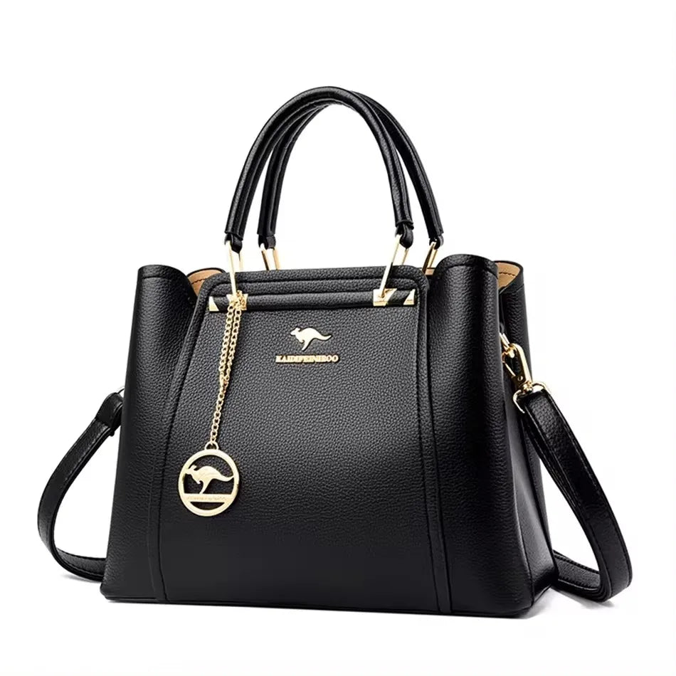 Versatile Large Capacity Shoulder Bag - Soft Leather Fashion Print Crossbody Bag for Leisure & Work