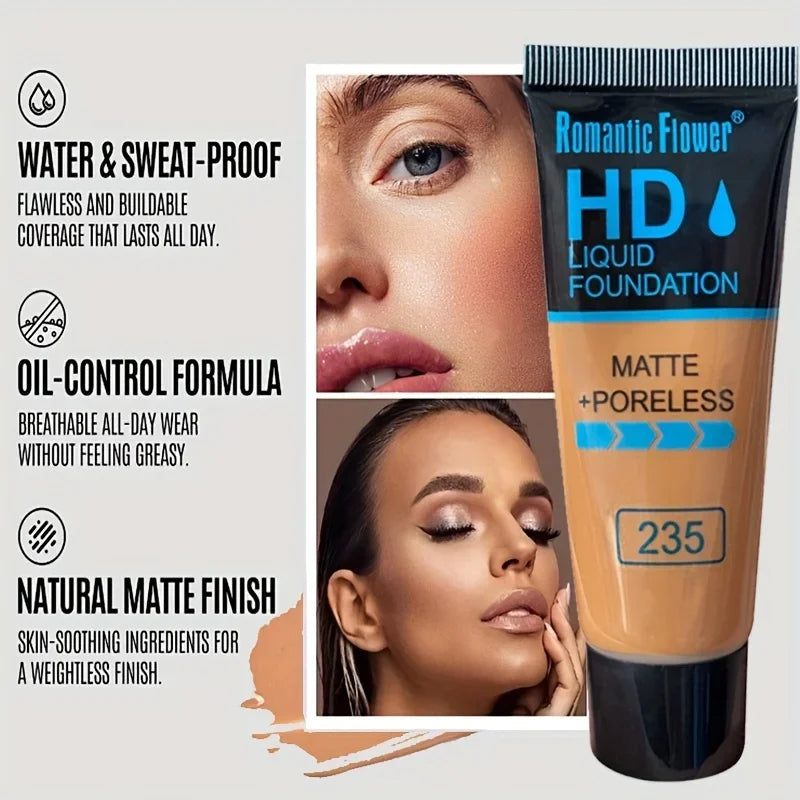 Full Coverage Waterproof Foundation for Deep Skin Tones – 24H Oil-Free & Sweat-Proof Matte Finish