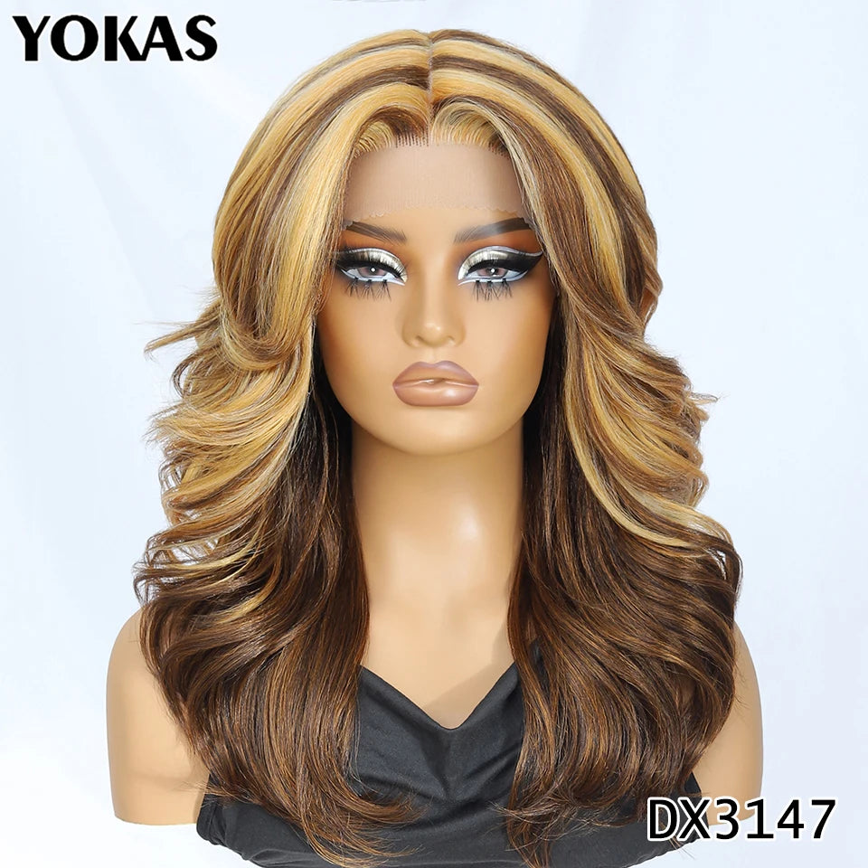 18" Body Wave T-Part Synthetic Lace Front Wig with Baby Hair – Heat Resistant