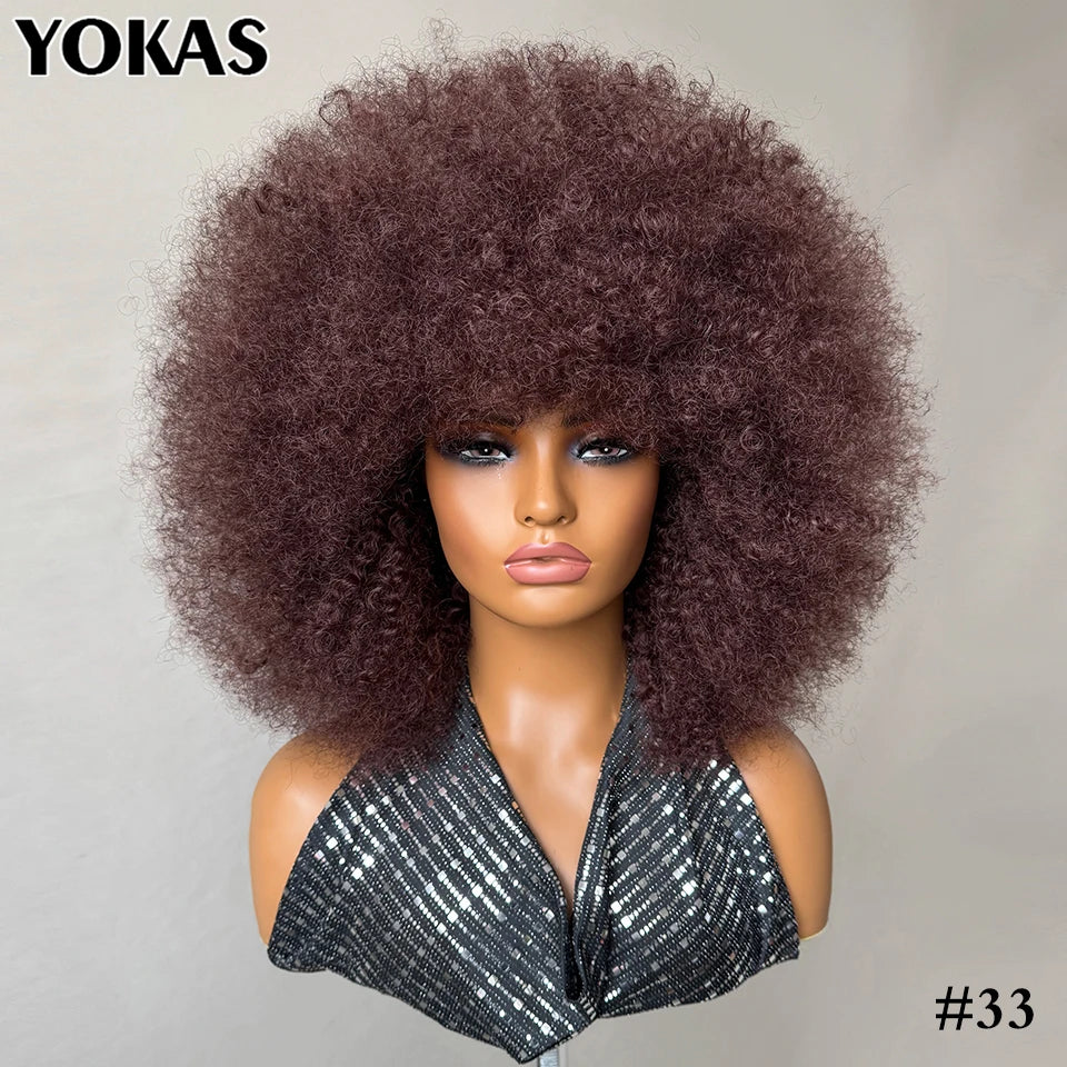 14" Short Kinky Curly Afro Wig – Heat Resistant Synthetic Fiber for Natural Volume