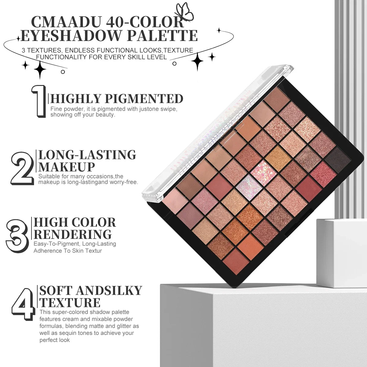 40-Color Eyeshadow Palette – Highly Pigmented Waterproof Matte & Pearl Makeup