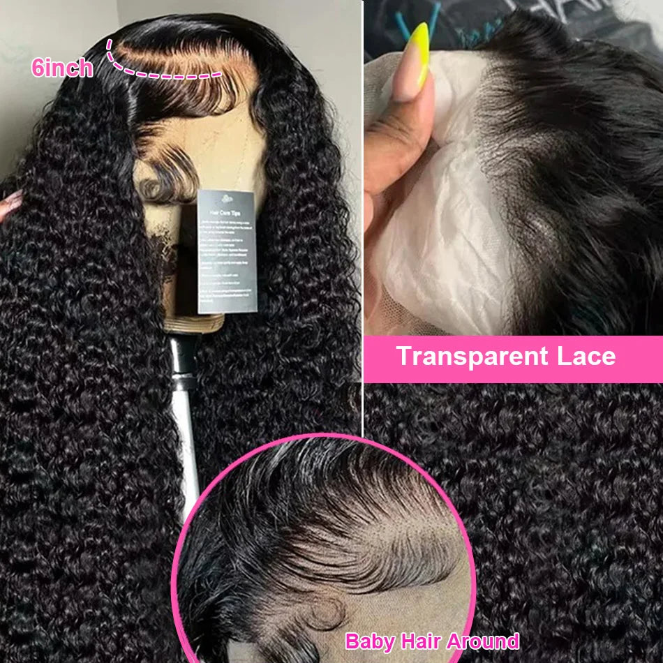Luxury 13x6 HD Transparent Lace Frontal Wig | Deep Wave & Water Curly | 30-40 Inch Brazilian Human Hair