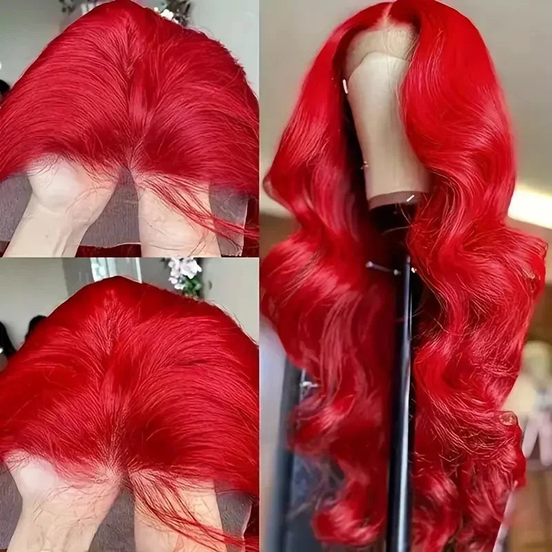 Vibrant Red Body Wave – 13x6 HD Lace Frontal Human Hair Wig