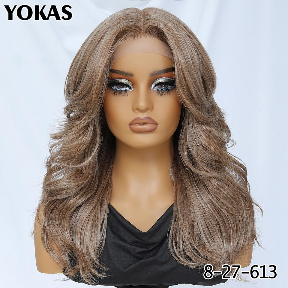 18" Body Wave T-Part Synthetic Lace Front Wig with Baby Hair – Heat Resistant