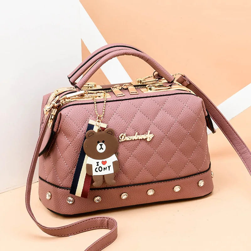 Luxury Rivet Designer Crossbody Bag – Elegant Small Square Shoulder Handbag