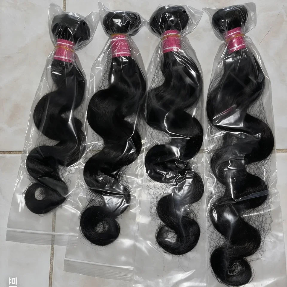 Brazilian Body Wave Human Hair Bundles – Raw Unprocessed Virgin Weave Extensions (3–4 Bundles, 8–30 Inch)