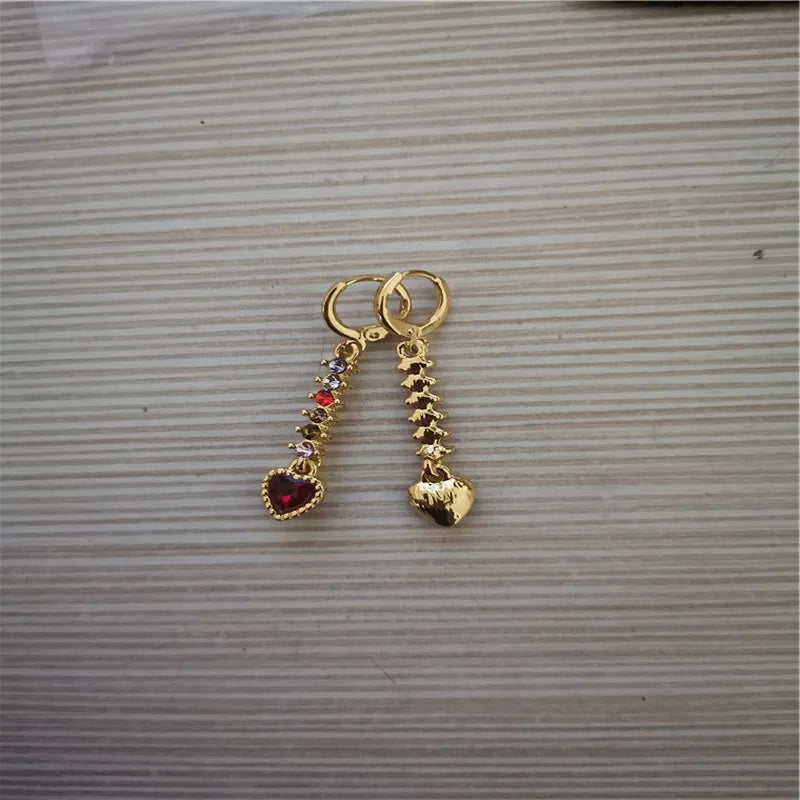 "Iris" Rainbow Zircon Gold Chain Drop Earrings
