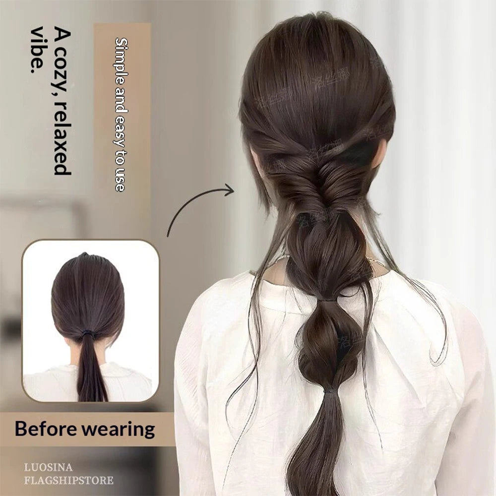 Claw Clip Fluffy Bubble Braid Ponytail – Heat Resistant Synthetic Hair Extension