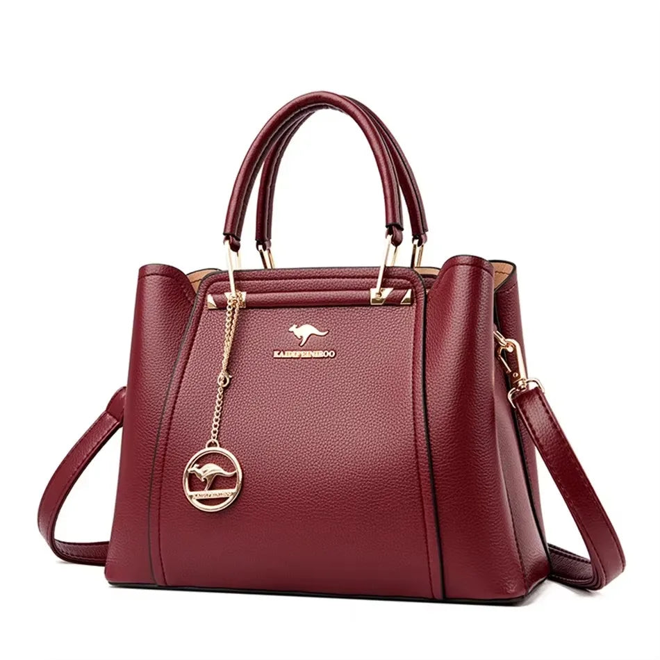 Versatile Large Capacity Shoulder Bag - Soft Leather Fashion Print Crossbody Bag for Leisure & Work