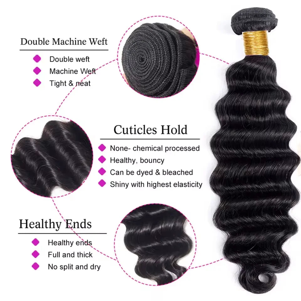 Brazilian Loose Deep Wave Human Hair Bundles – Unprocessed Virgin Remy Curly Hair Extensions