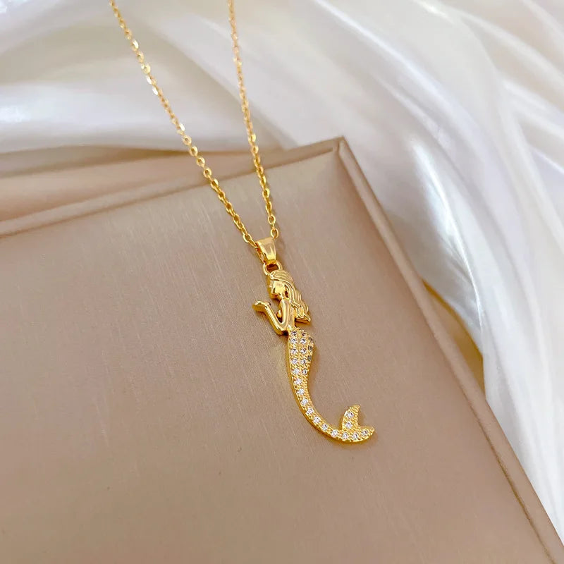 Enchanted Mermaid Pendant Necklace – Tarnish-Free Stainless Steel Jewelry