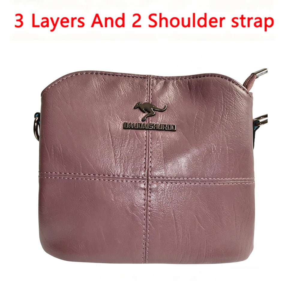 Versatile Large Capacity Shoulder Bag - Soft Leather Fashion Print Crossbody Bag for Leisure & Work