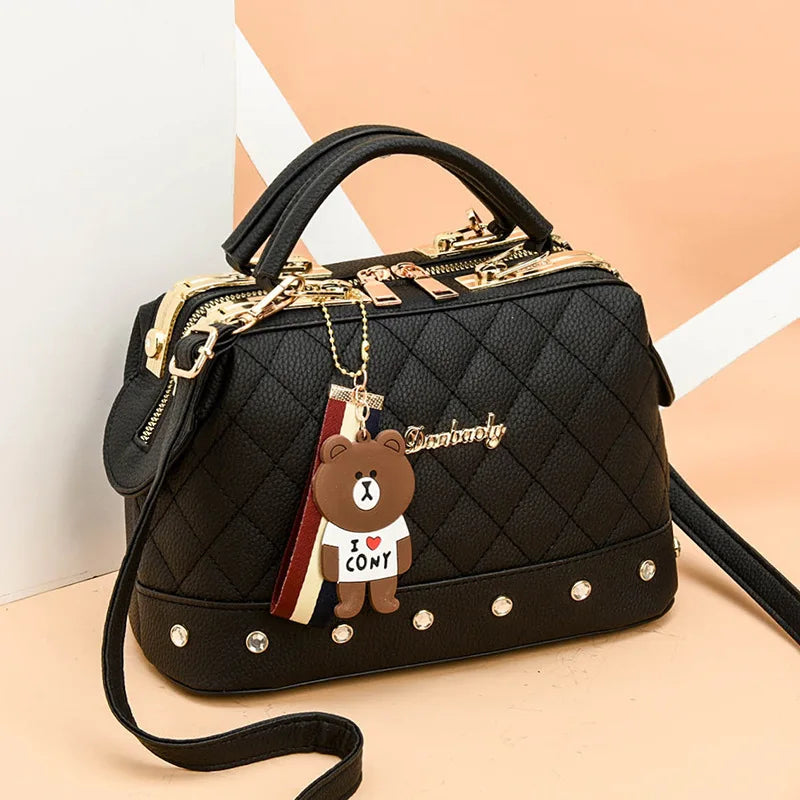 Luxury Rivet Designer Crossbody Bag – Elegant Small Square Shoulder Handbag