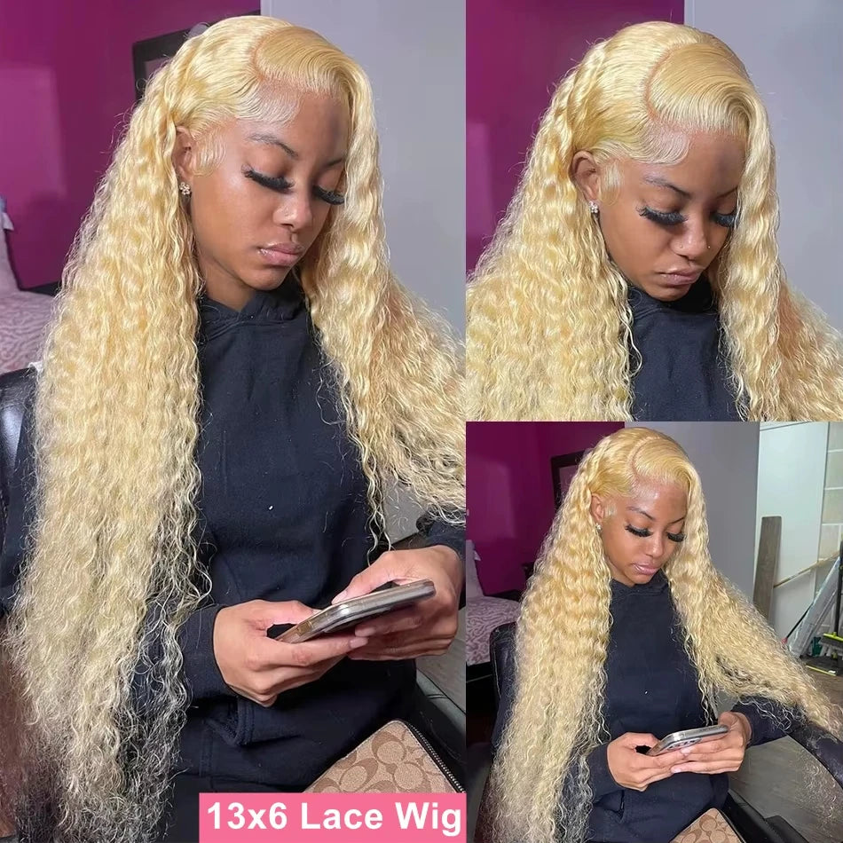 613 Blonde Deep Wave 13x6 HD Lace Front Wig | 40 Inch Real Human Hair | Platinum Curly Frontal