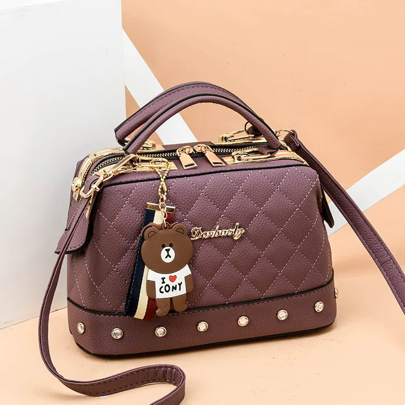 Luxury Rivet Designer Crossbody Bag – Elegant Small Square Shoulder Handbag