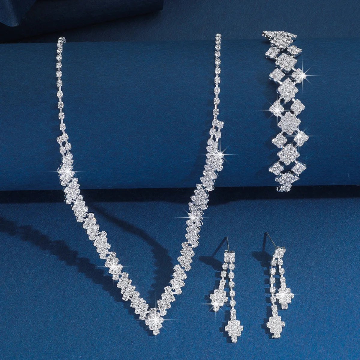 "Seraphina" Rhinestone Tassel Necklace & Earrings Set