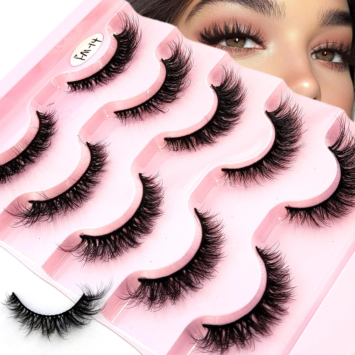 3D Fluffy Cat Eye Lashes – Soft, Wispy Natural Glam (5-Pair Set)