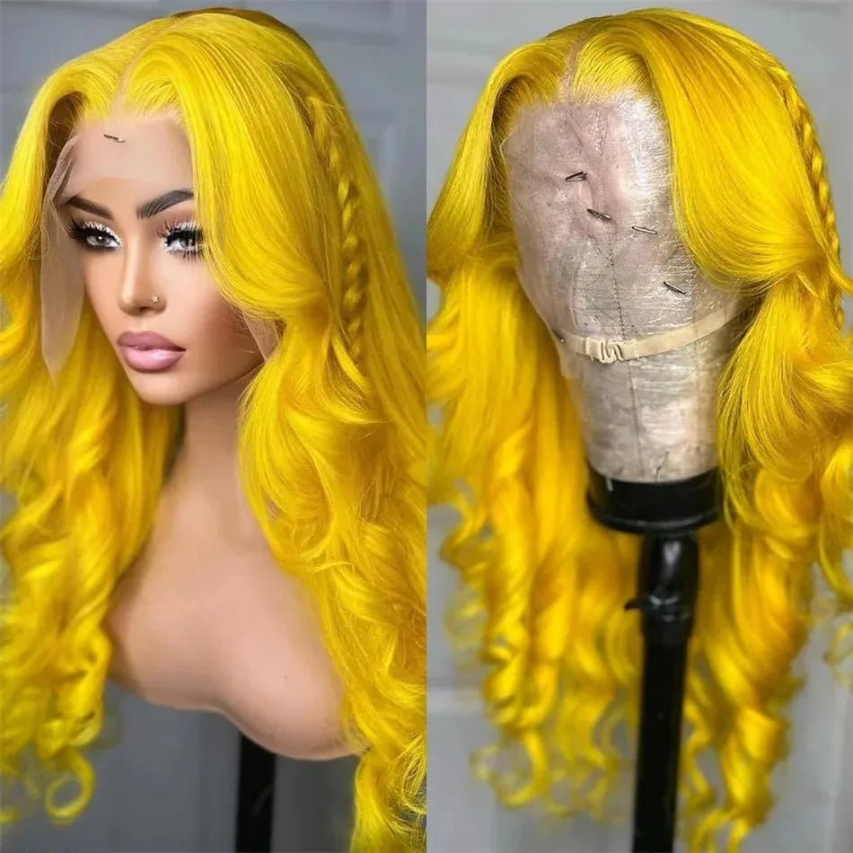 HD Transparent 13x4 Lace Frontal Wig – Ombre Blonde Body Wave (Blue Highlight)