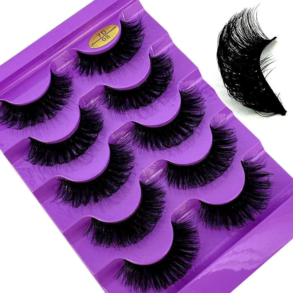 3D Wispy Cat Eye Lashes – D Curl Fluffy Manga-Style Lash Set (5 Pairs)
