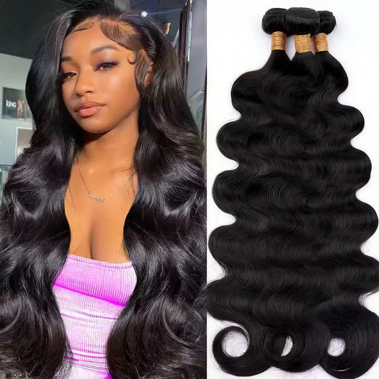 Premium Brazilian Virgin Body Wave Hair | 100% Human Hair Weave Extensions – Natural Black