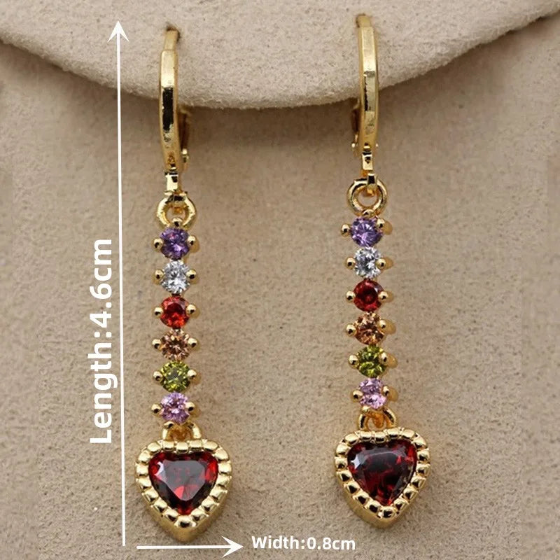 "Iris" Rainbow Zircon Gold Chain Drop Earrings