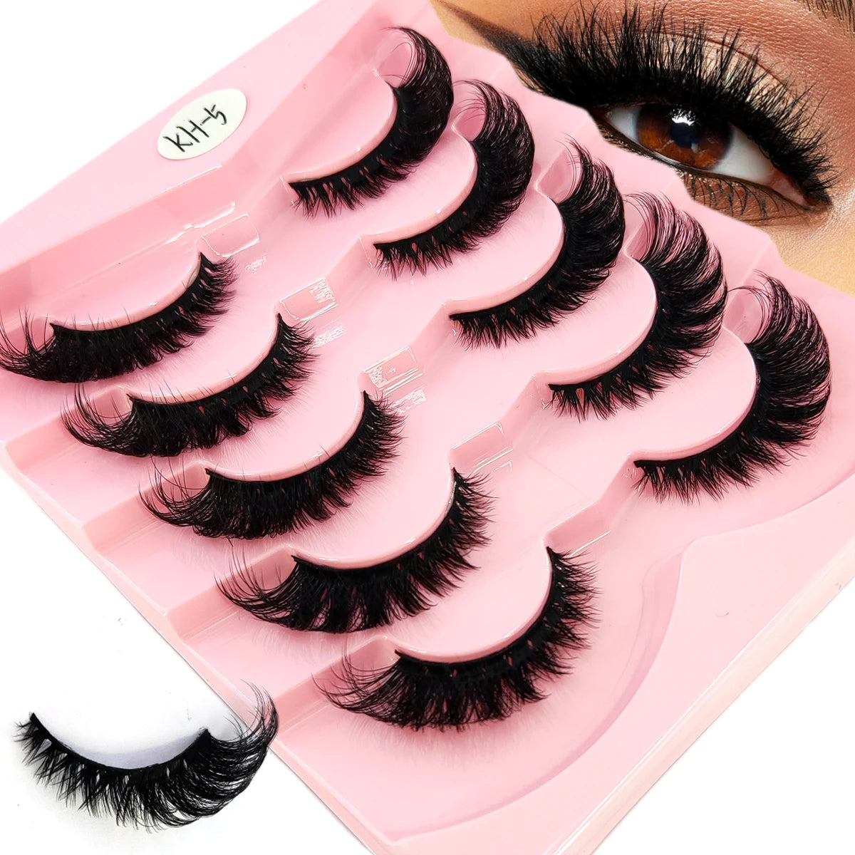3D Fluffy Cat Eye Lashes – Soft, Wispy Natural Glam (5-Pair Set)