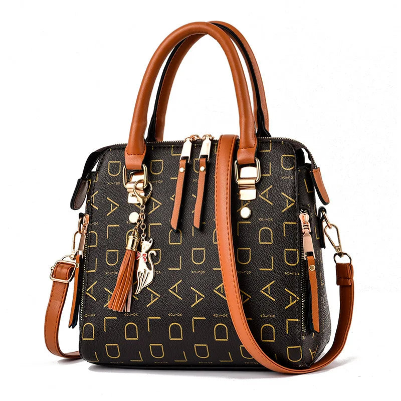 Classic Monogrammed Satchel Bag – Vintage Style with Detachable Chain Strap