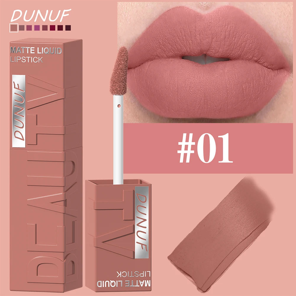 DUNUF Smooth Velvet Matte Lipstick – 3D Plumping & Waterproof