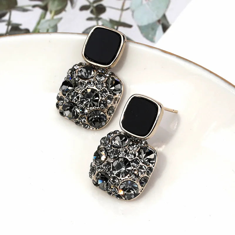 Orchid Purple Shiny Geometric Crystal Earrings