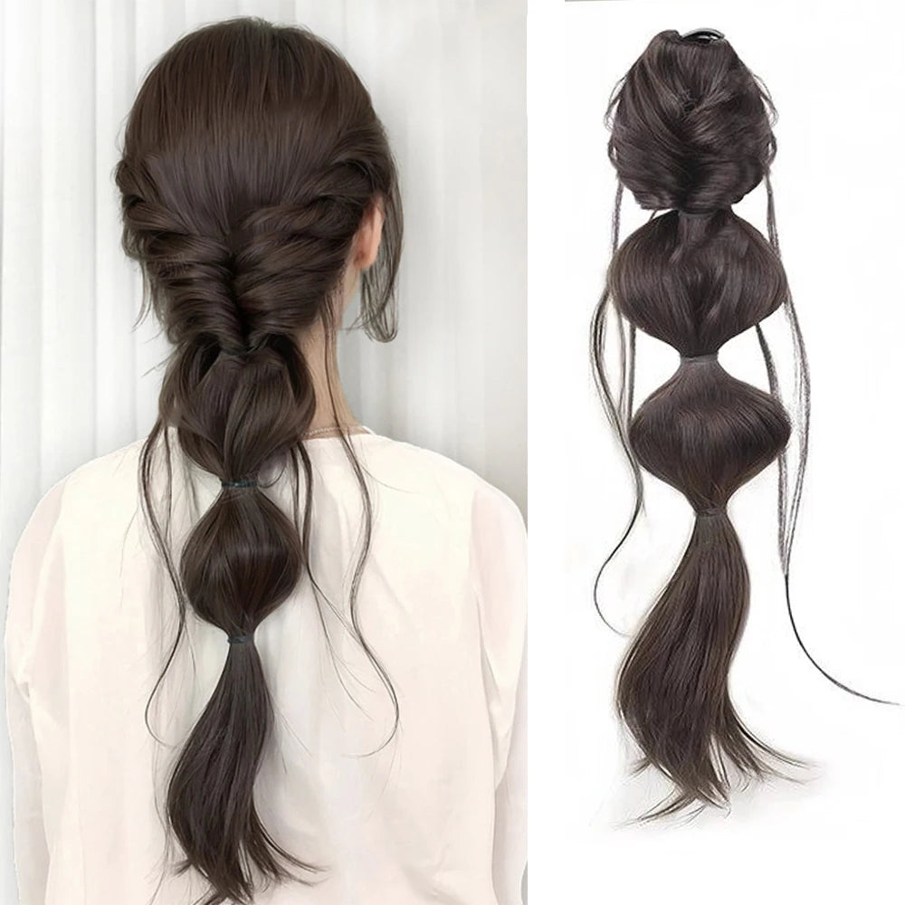 Claw Clip Fluffy Bubble Braid Ponytail – Heat Resistant Synthetic Hair Extension