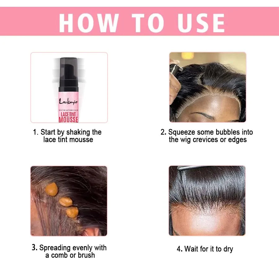 LOCKMIO Natural Lace Tint Spray & Mousse – Invisible Skin-Fitting Wig Dye Mist for Lace Frontals & Mesh