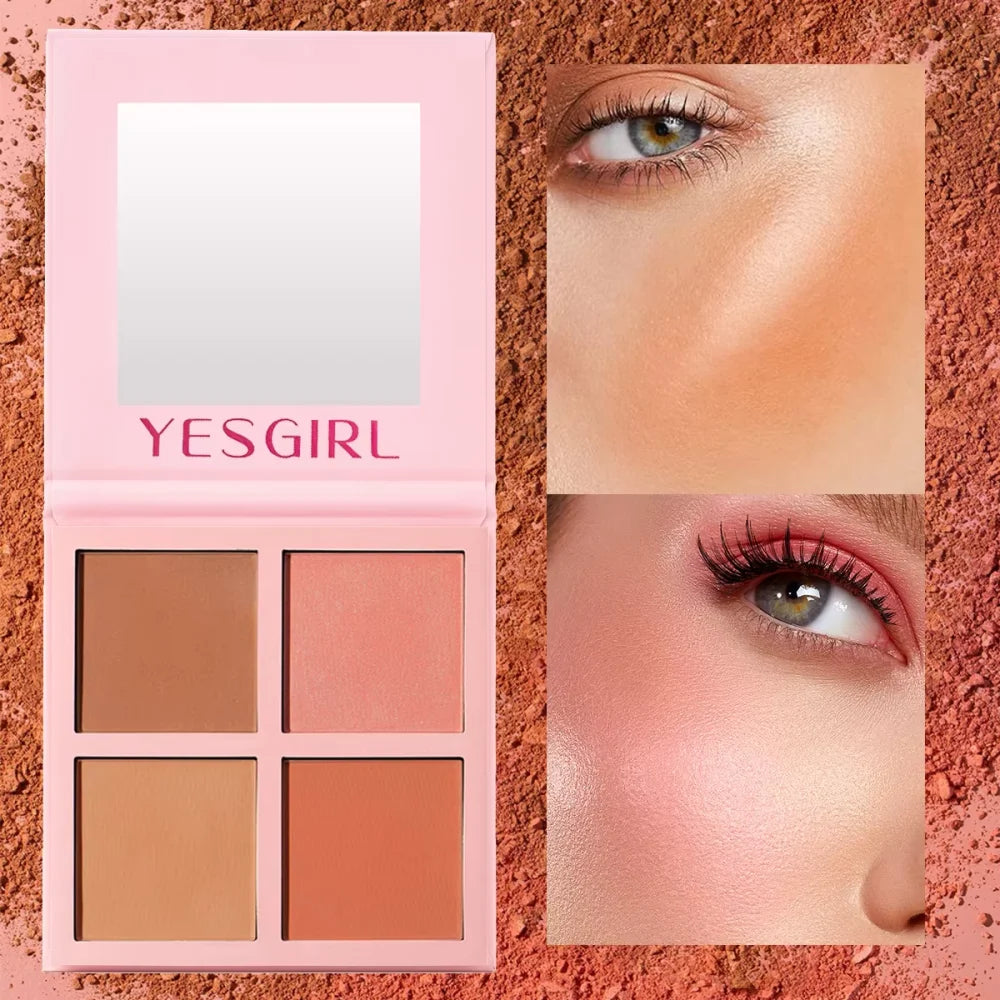 Soft Fog Matte Powder Blush Palette | Low-Saturation 4-Color Blusher for a Radiant Finish