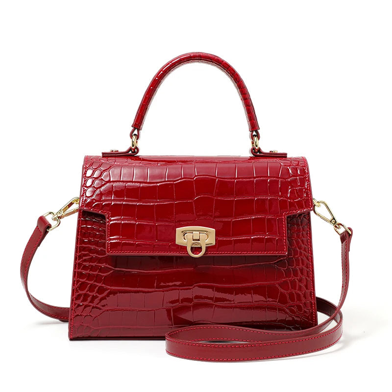 Luxury Croc-Embossed Leather Handbag – Premium Shoulder & Crossbody Purse for Women