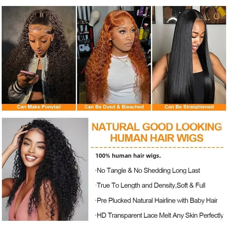 13x6 HD Lace Front Human Hair Wig – 42 Inch Loose Deep Curly, Glueless & Pre-Plucked