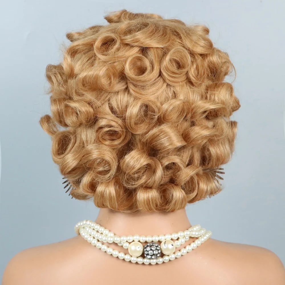 Short Curly Pixie Cut Human Hair Wig for Women - Brazilian Remy #27