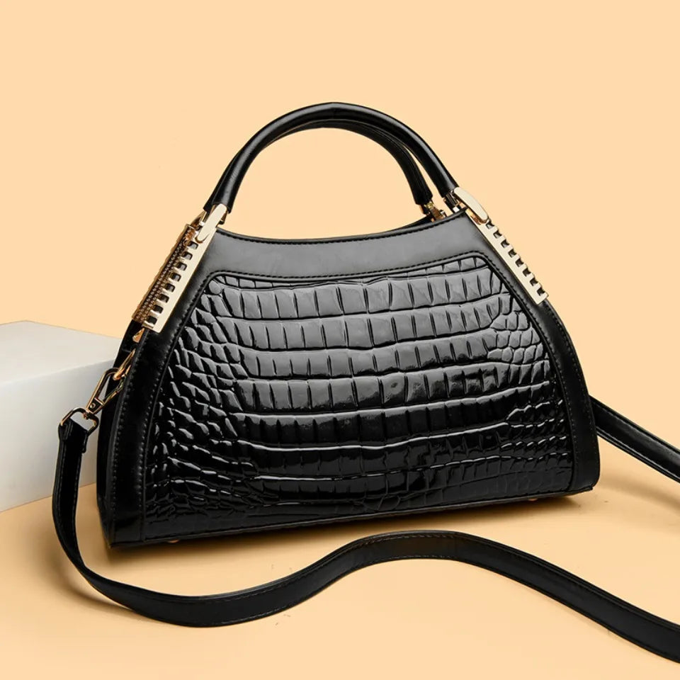 Luxury Alligator Embossed Patent Leather Shoulder & Crossbody Bag
