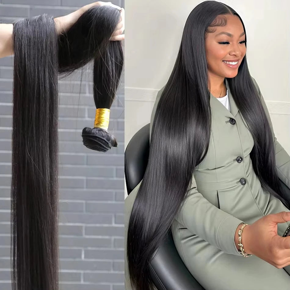 14A Body Wave Human Hair Bundles – Brazilian Natural Black Virgin Hair Weave Extensions (3–4 Bundles Set)
