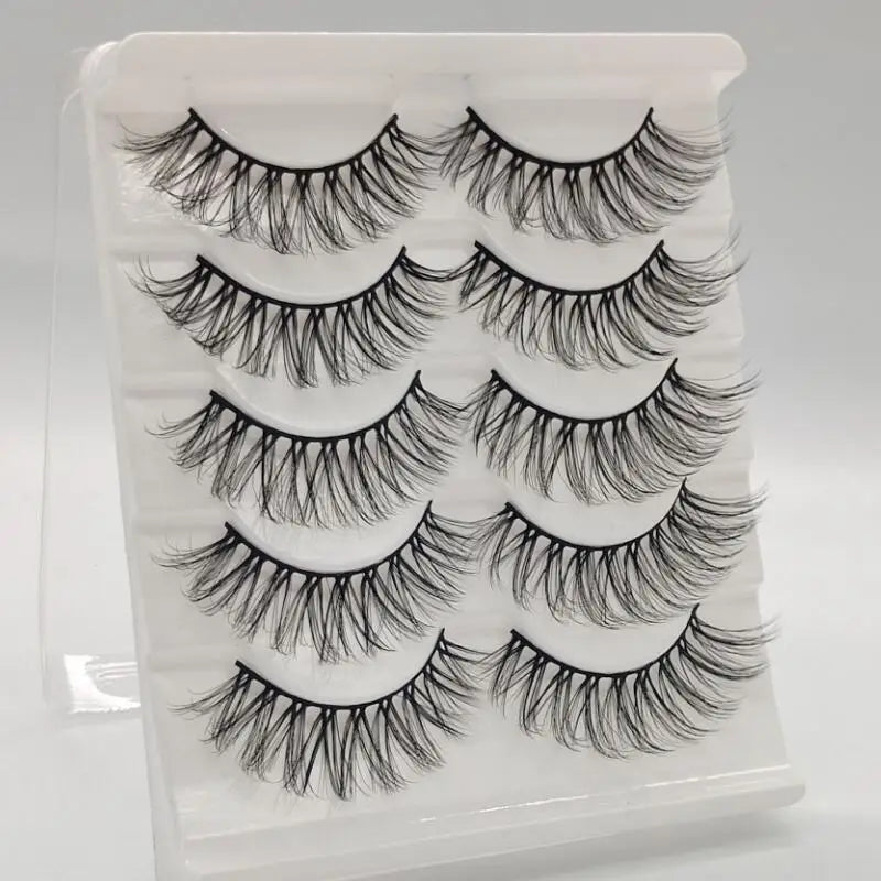 3D Fluffy Cat Eye Lashes – Soft, Wispy Natural Glam (5-Pair Set)