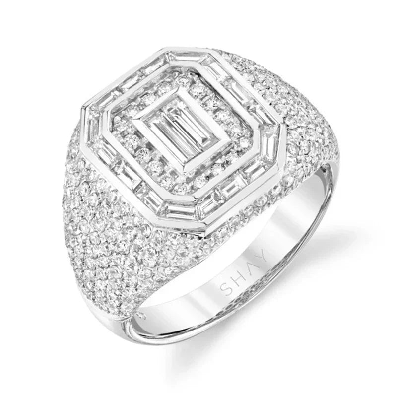 Iced Out Cubic Zirconia Ring – Hip Hop Bling Statement Ring for Men