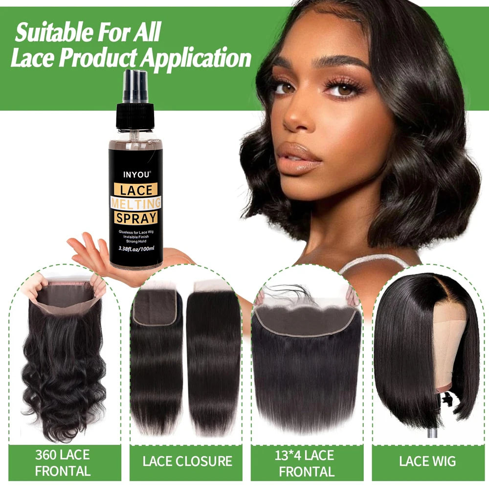 4-Piece Lace Front Wig Installation Kit – Melting Spray, Wig Adhesive, Remover & Edge Band for Secure Wig Install