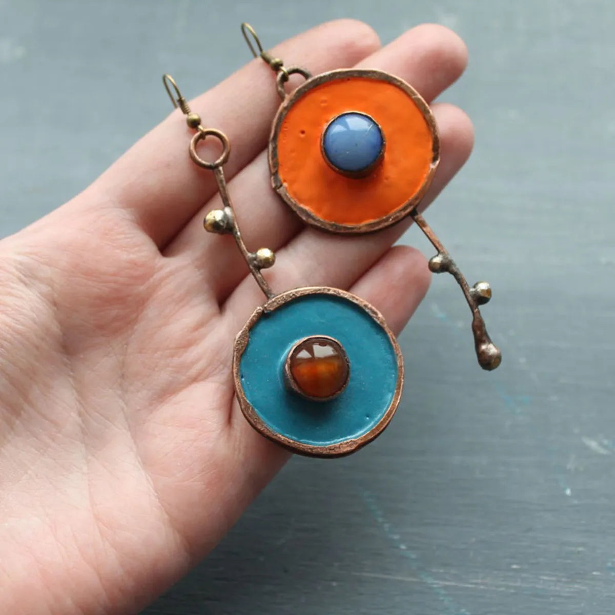 "Iris" Rainbow Zircon Gold Chain Drop Earrings