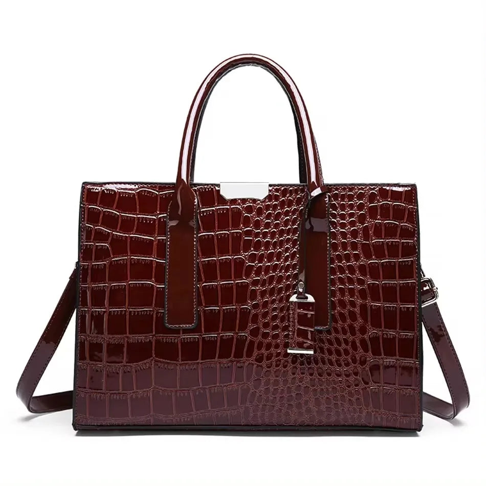 Versatile Large Capacity Shoulder Bag - Soft Leather Fashion Print Crossbody Bag for Leisure & Work