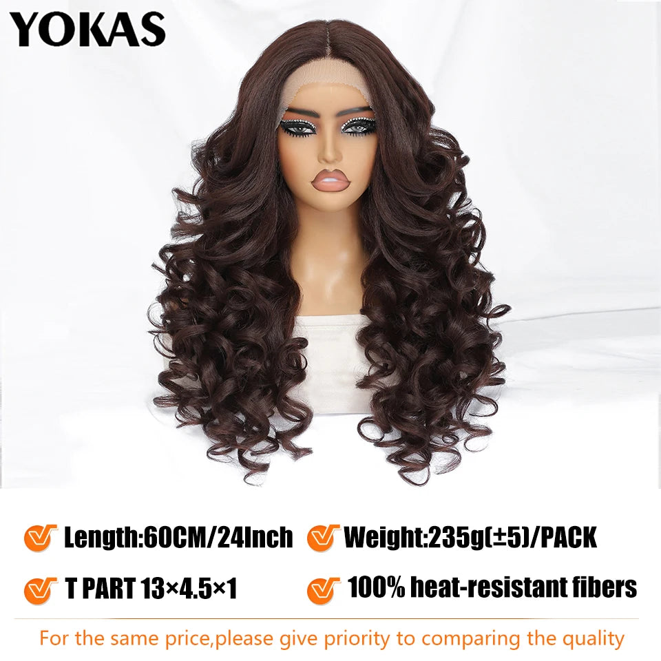 Glamour 24" Chocolate Brown Curly Wig | Natural Hairline Synthetic Lace Front Afro Style