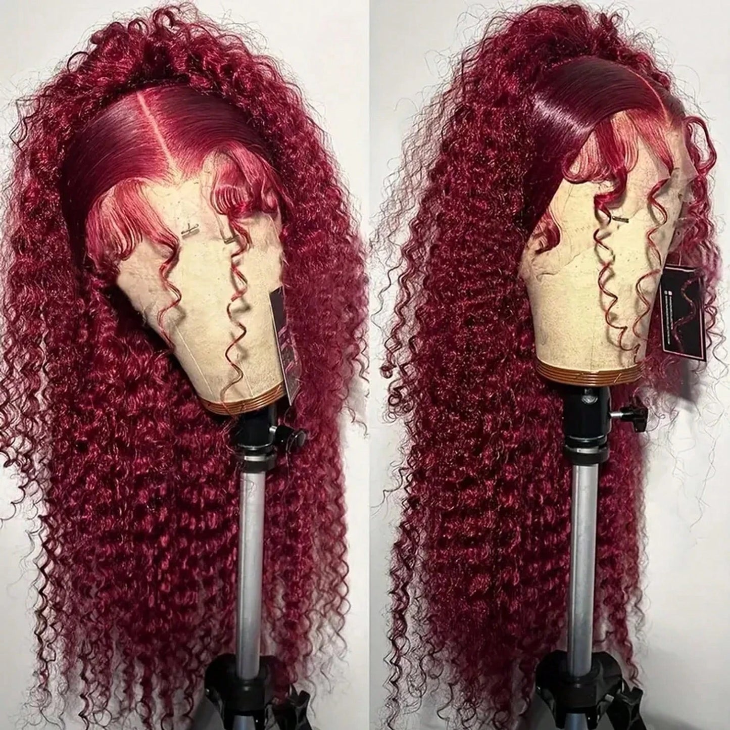 250% Density 99J Burgundy Deep Curly 13x6 HD Lace Frontal Wig | 100% Brazilian Human Hair
