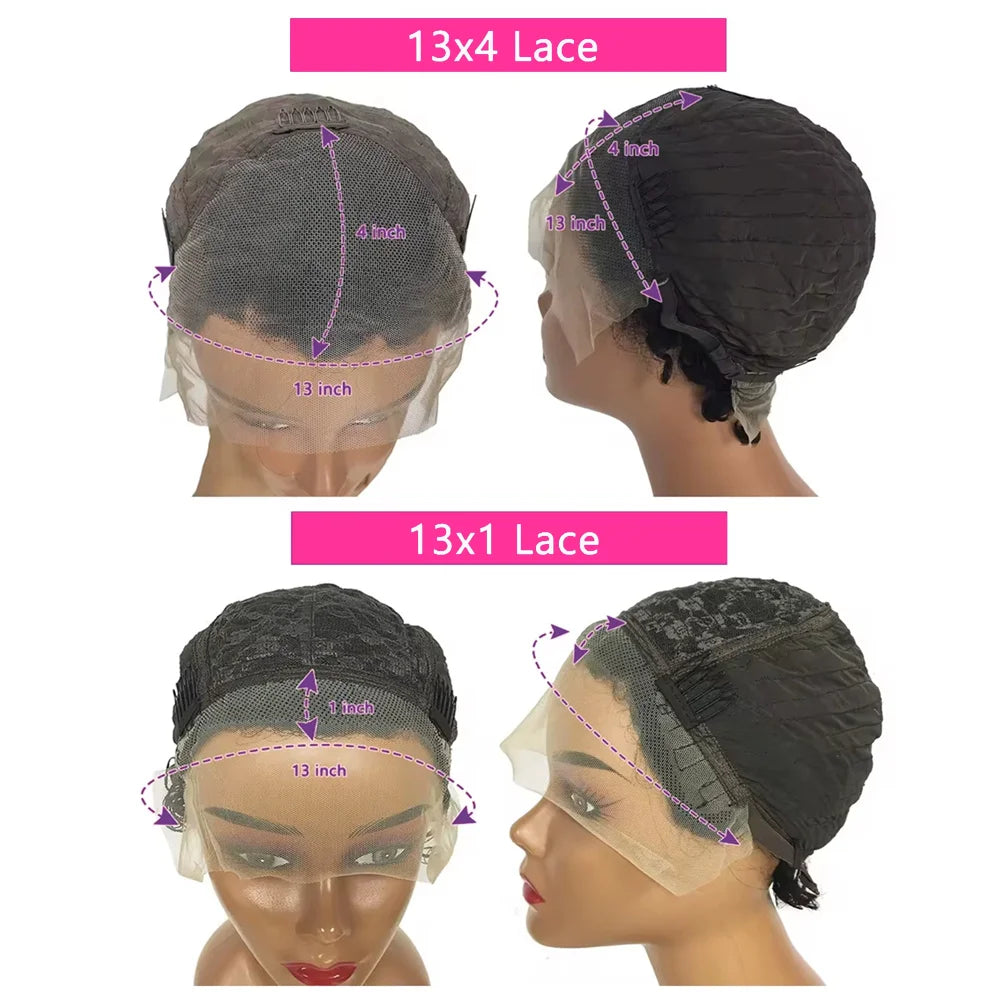 13x4 Transparent Lace Front Human Hair Wig – Pre-Plucked Straight Pixie Cut – Natural Black Glueless Wig