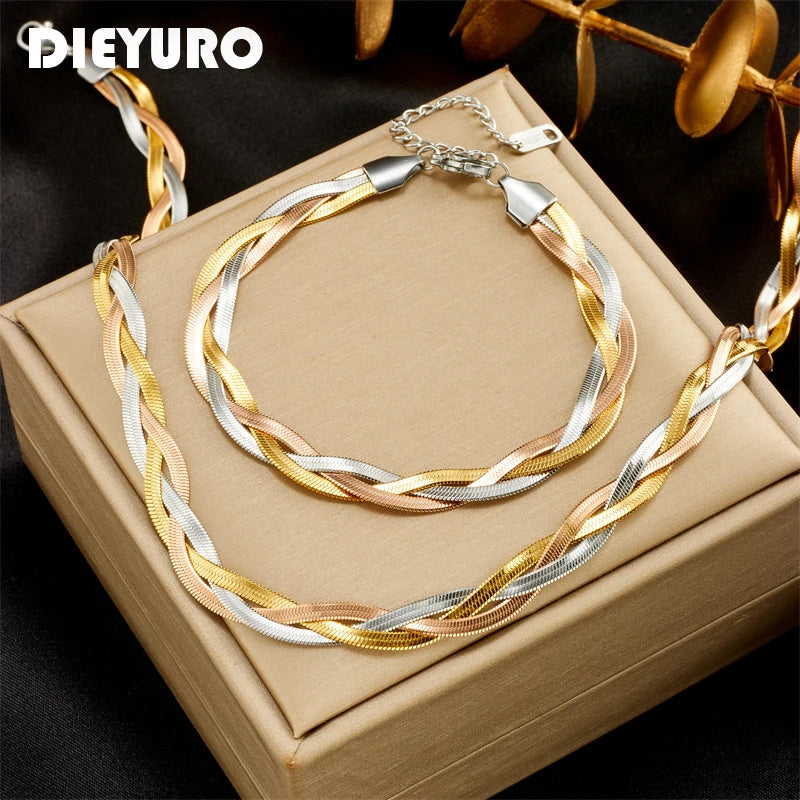 Crossover Snake Chain 3-in-1 Jewelry Set |316L Stainless Steel