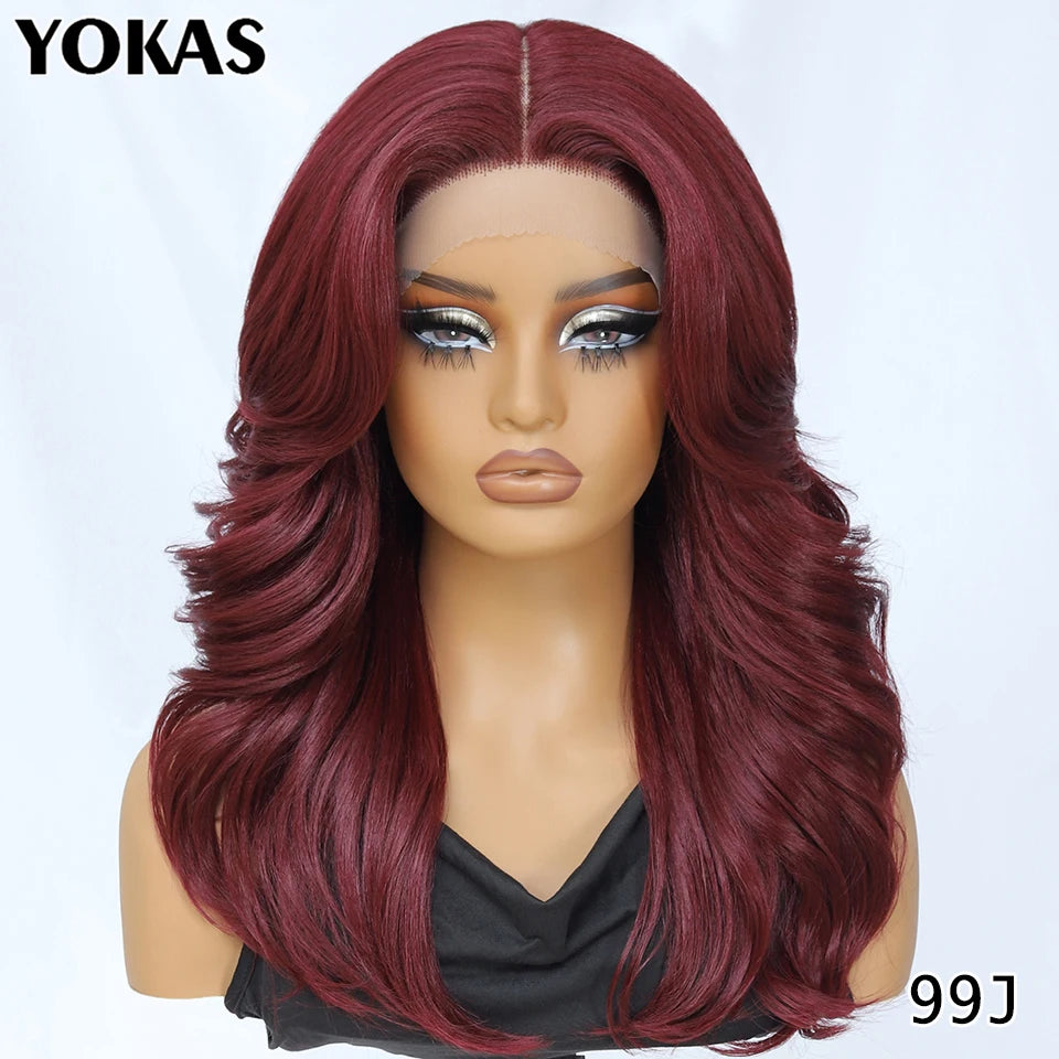 18" Body Wave T-Part Synthetic Lace Front Wig with Baby Hair – Heat Resistant