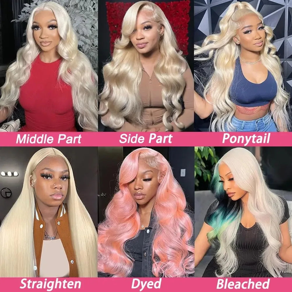 613 Blonde Body Wave Human Hair Wig - 30 Inch HD Lace Frontal Wig - Pre-Plucked Brazilian 13x6 Lace Frontal