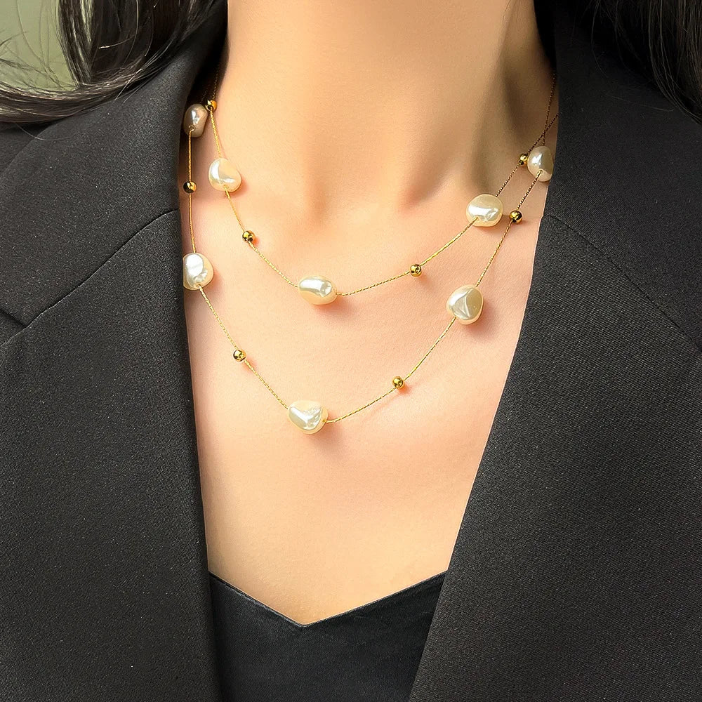ZAKOL Stainless Steel Pearl Pendant Necklace for Women – Elegant Trendy Jewelry